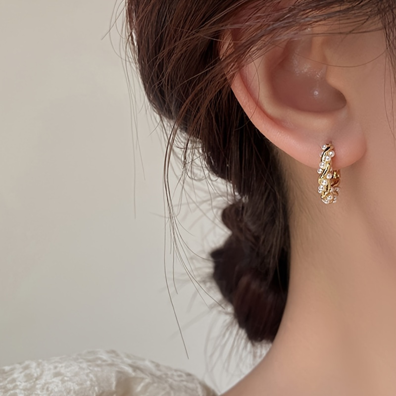Women's 18K Plated Earrings with Imitation Pearls